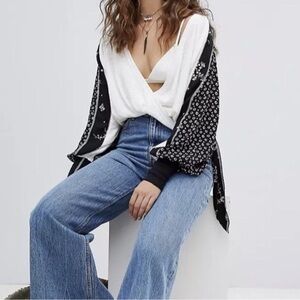 Free People Auxton Waffle Thermal Wrap Blouse